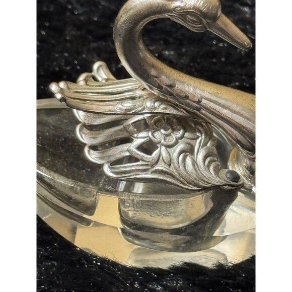 Vintage  Godinger Crystal Sterling Silvet Salt Cellar Articulated Wings Set Of 2 - Picture 6 of 12